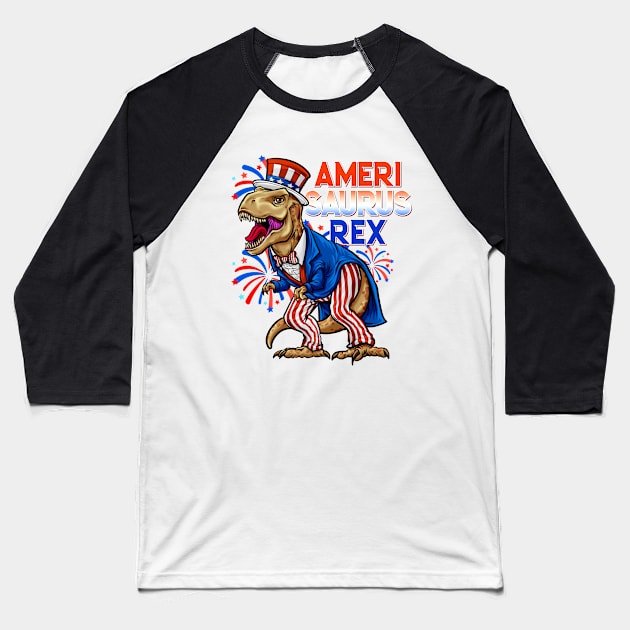 Amerisaurus Rex Baseball T-Shirt by BDAZ